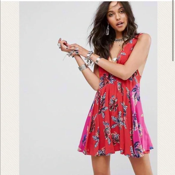 Pink & Red Floral “Thought I was Dreaming” Free People Dress - Picture 2 of 9